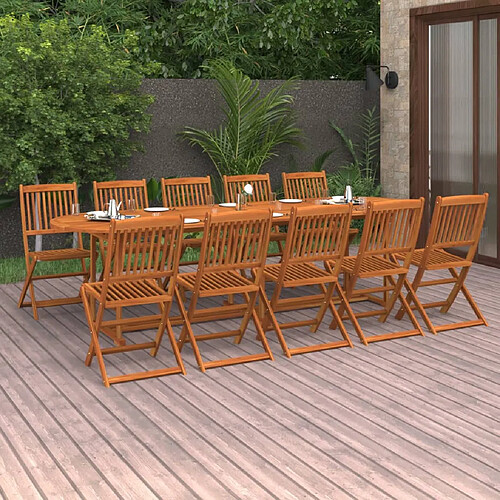 vidaXL Ensemble à manger de jardin 11 pcs 280x90x75 cm bois d'acacia