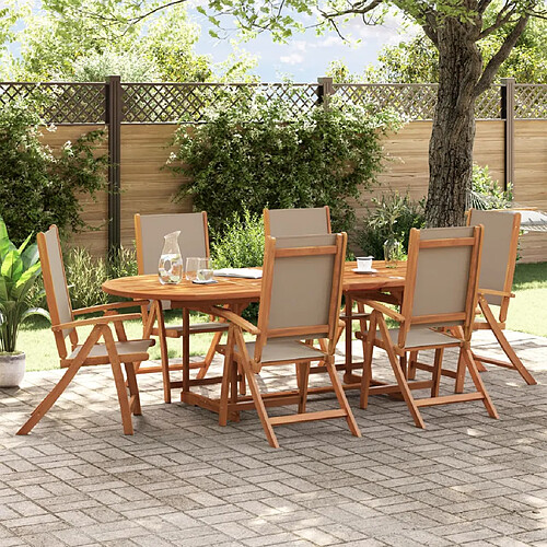 vidaXL Ensemble à Manger de jardin 7pcs bois d'acacia solide textilène