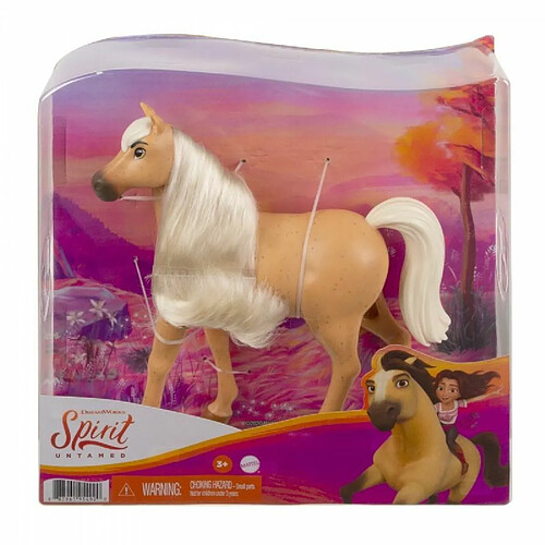 ?Spirit L'indomptable, figurine cheval sauvage, tête articulée et longue crinière blanche pour rejouer les scènes du film, jouet pour enfant, GXD97