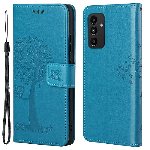 Etui en PU motif hibou et arbre, fermoir magnétique bleu pour votre Samsung Galaxy A13 4G