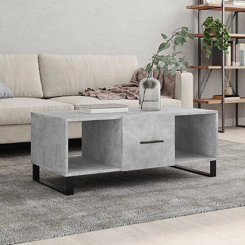 vidaXL Table basse gris béton 102x50x40 cm bois d'ingénierie