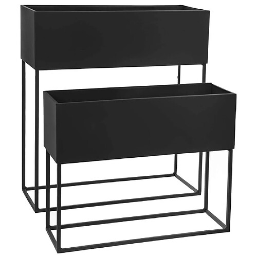 Atmosphera, Createur D'Interieur Jardinière Rectangle Métal Noir x 2