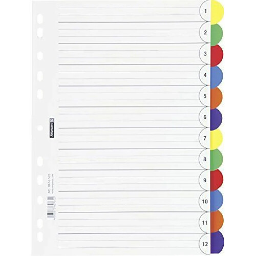 Brunnen Office to go Lot de 12 intercalaires en plastique Format A4 225 x 297 mm- coloris assortis