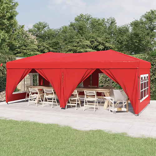 vidaXL Tente de réception pliable avec parois Rouge 3x6 m