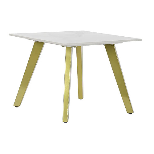 Pegane Table d'appoint en céramique et métal coloris blanc doré - longueur 60 x profondeur 60 x hauteur 48 cm