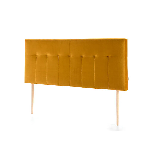 Vs Venta-Stock Tête de lit tapissée 160x100 cm moutarde, velours, pieds en bois