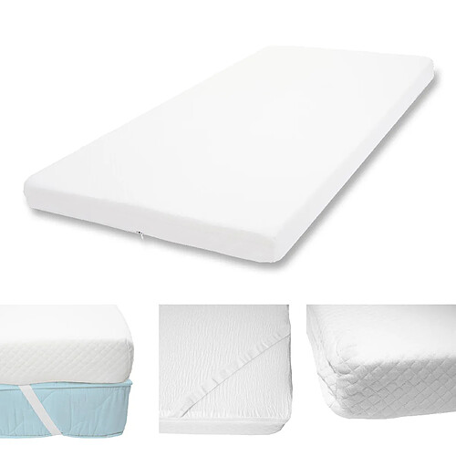 Mendler 10cm Surmatelas en mousse à froid HWC-E63, Couvre-matelas, housse de matelas ~ 90x200cm