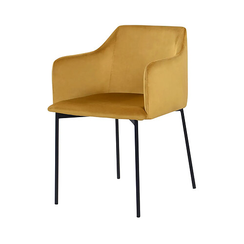 Rendez Vous Deco Fauteuil Glam en velours jaune moutarde