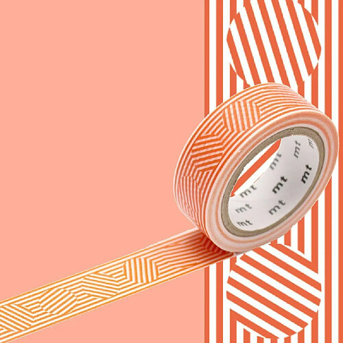 Masking tape lignes et cercles - Orange - 1,5 cm x 7 m