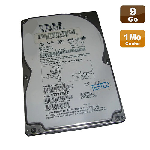 Disque Dur 9.1Go SCSI 80Pin 3.5" IBM Seagate ST39175LC 7200RPM 1Mo · Occasion