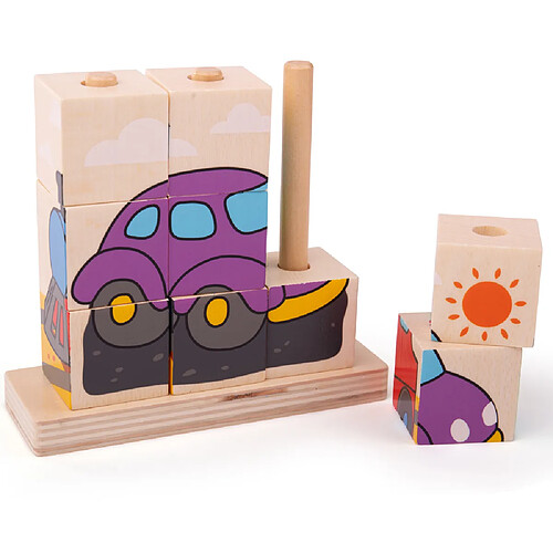 Bigjigs Toys Puzzle de blocs empilables de transport