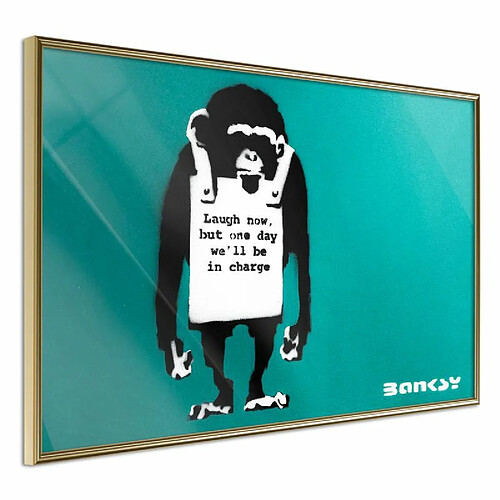 Paris Prix Affiche Murale Encadrée Banksy Laugh Now 30 x 20 cm Or