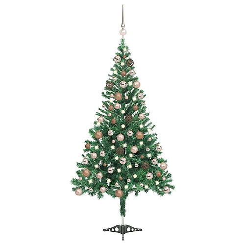 vidaXL Arbre de Noël artificiel pré-éclairé/boules 180 cm 564 branches