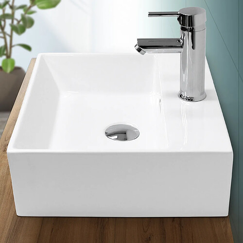 Ecd Germany Lavabo vasque salle de bain en céramique suspendu / à poser angulaire 415x360mm