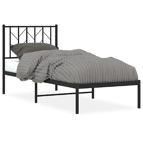 Maison Chic Cadre/structure de lit métal et tête de lit pour adulte - Lit Moderne Chambre noir 75x190 cm -MN99711