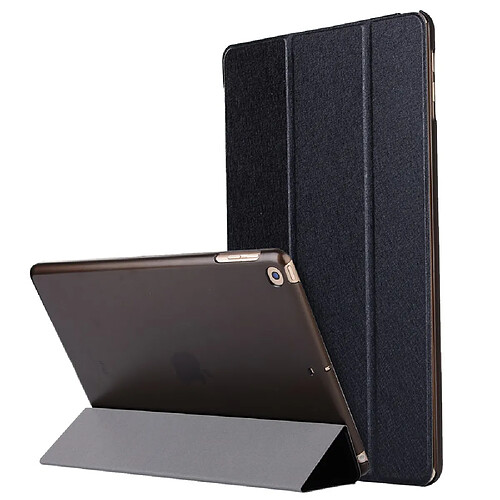 Etui en PU soie avec support tri-pliure noir pour votre Apple iPad 10.2 (2019)