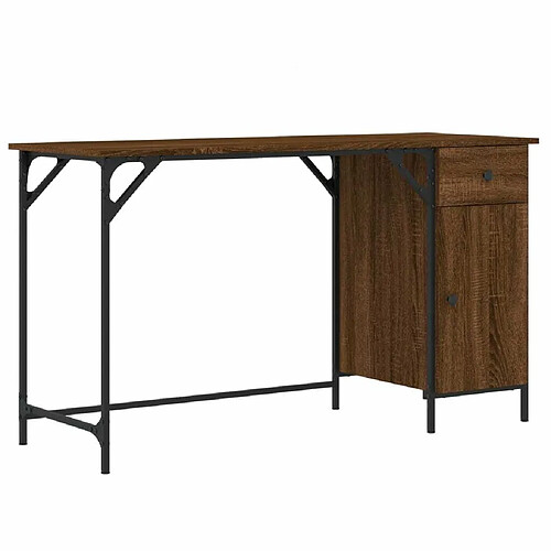 Maison Chic Bureau d'ordinateur solide,Table de travail chêne marron 131x48x75 cm bois d’ingénierie -GKD33056