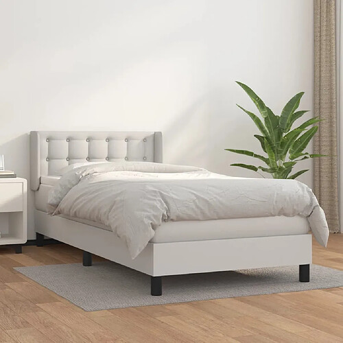 vidaXL Sommier à lattes de lit avec matelas Blanc 90x190 cm Similicuir