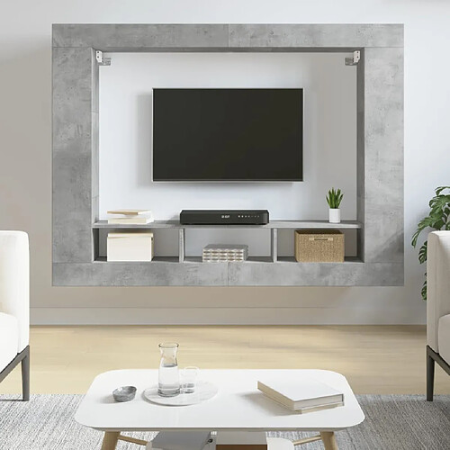 Maison Chic Meuble TV scandinave - Banc TV pour salon gris béton 152x22x113 cm bois d'ingénierie -MN73214