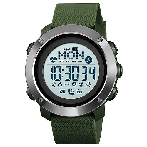 Universal Montre de sport de plein air Boussole de mode Montre numérique Bluetooth Heart Rate Fitness Watch pour hommes | Montre numérique (blanc vert)