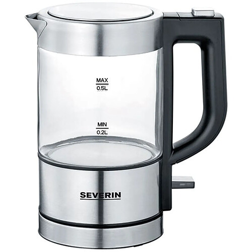 Bouilloire sans fil 0.5l 1100w inox brossé/noir - 3472 - SEVERIN