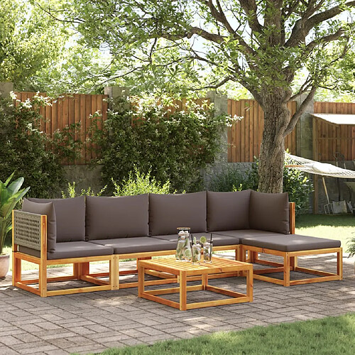 vidaXL Salon de jardin avec coussins 6 pcs bois d'acacia solide