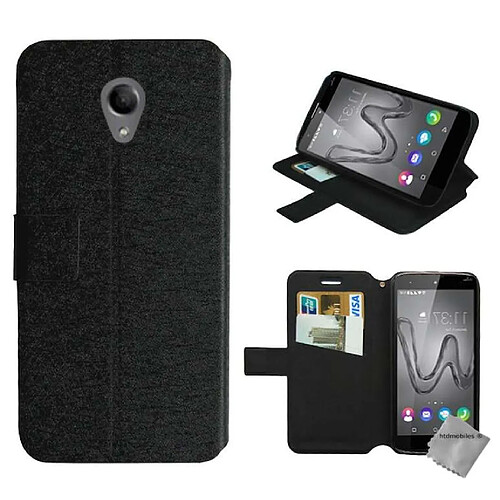 Htdmobiles Housse etui portefeuille pour Wiko Robby + verre trempe - NOIR