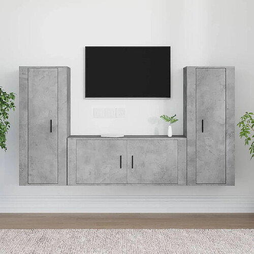 vidaXL Ensemble de meubles TV 3 pcs Gris béton Bois d'ingénierie