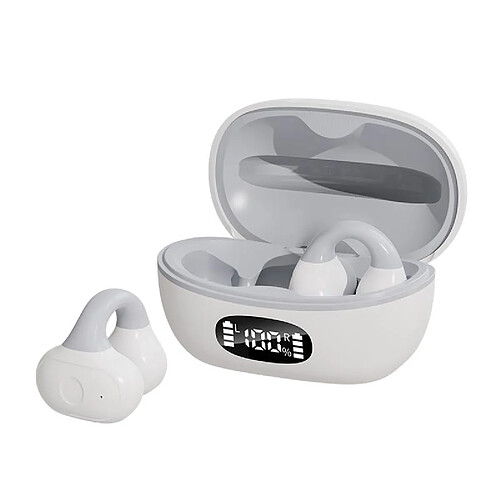 Yonis Ecouteurs Bluetooth Clip-On Blanc Gris HIFI