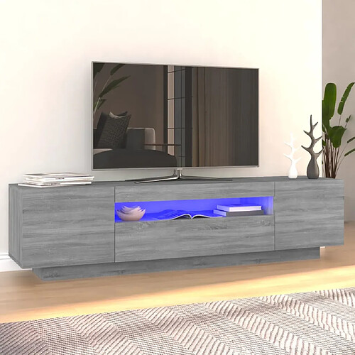 vidaXL Meuble TV avec lumières LED Sonoma gris 160x35x40 cm