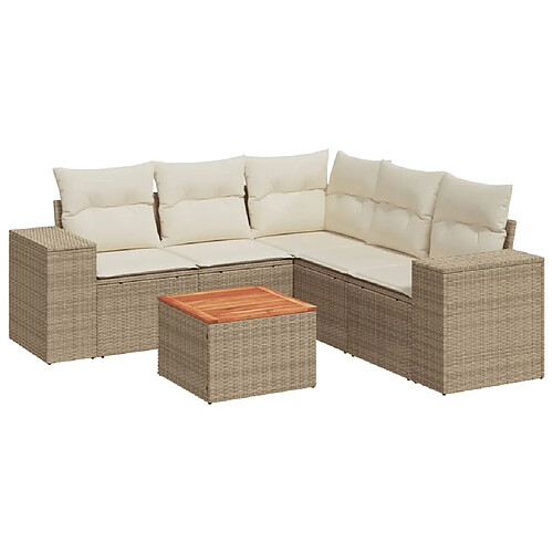 Maison Chic Salon de jardin avec coussins 6 pcs | Ensemble de Table et chaises | Mobilier d'Extérieur beige résine tressée -GKD79047