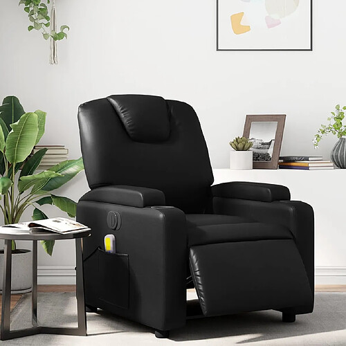 vidaXL Fauteuil de massage inclinable électrique noir similicuir