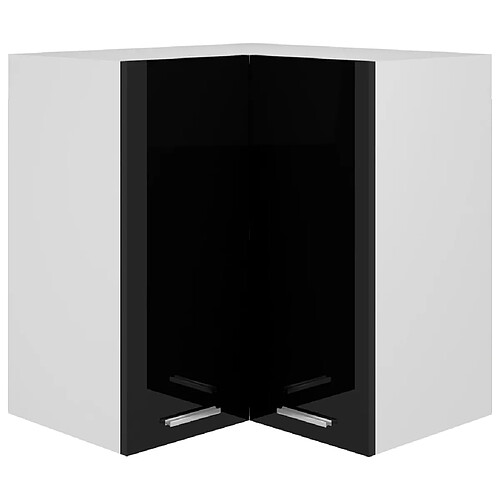 vidaXL Armoire d'angle suspendue Noir brillant Bois d’ingénierie