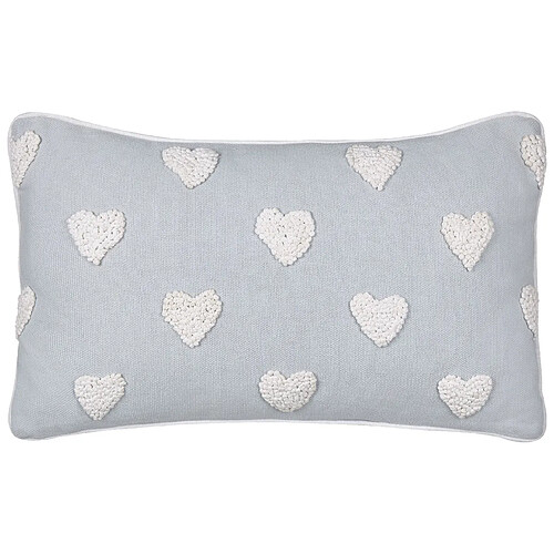 Beliani Coussin GAZANIA Coton 30 x 50 cm Broderie Gris clair