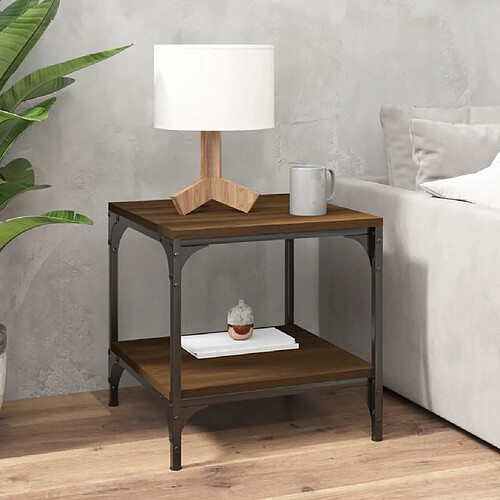 Maison Chic Table basse,Table Console Table d'appoint, Table pour salon Chêne marron 50x50x40 cm Bois d'ingénierie -MN12116