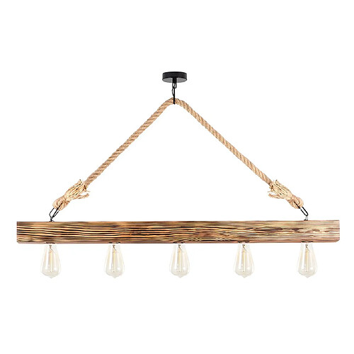 Vente-Unique Lustre en bois - 5 lampes - L. 100 x H. 53 cm - Coloris naturel - EREBOS