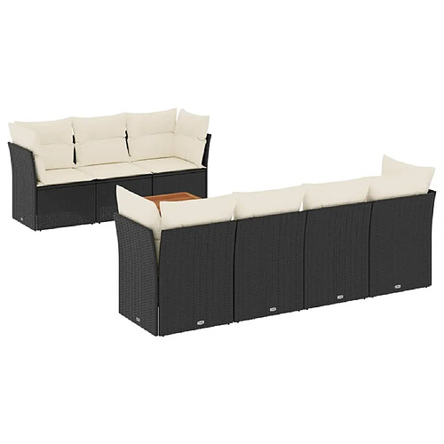 Maison Chic Salon de jardin 8 pcs avec coussins | Ensemble de Table et chaises | Mobilier d'Extérieur noir résine tressée -GKD43399