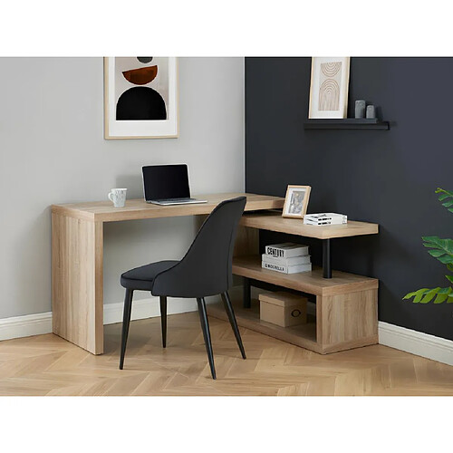 Vente-Unique Bureau extensible NICEPHORE II - MDF - Coloris : chêne - Plateau pivotant 360°