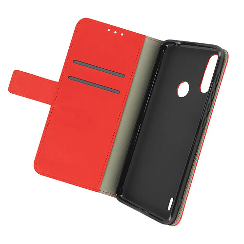 Avizar Housse Motorola Moto E7i Power Porte-carte Fonction Support Vidéo rouge