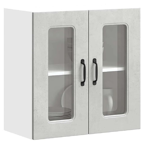 vidaXL Armoire murale de cuisine avec porte en verre Kalmar gris béton