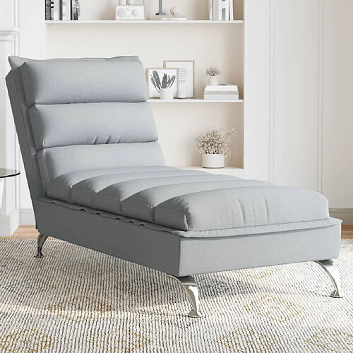 vidaXL Chaise longue avec coussins gris clair tissu