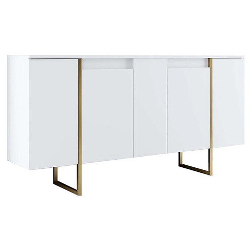 Hanah Home Buffet en aggloméré pieds en métal Luxe blanc et doré.