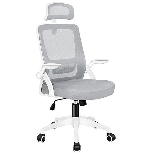 ALFORDSON Chaise de Bureau en Maille Siège Inclinable Ordinateur de Jeu Blanc et Gris