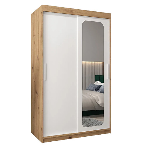 Abiks Meble Armoire PROMO T2 À Portes Coulissantes 200/120/62 2 Portes (Artisan/Blanc)