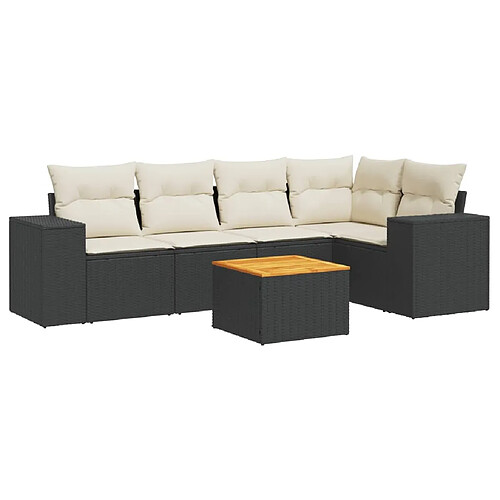 Maison Chic Salon de jardin 6 pcs avec coussins | Ensemble de Table et chaises | Mobilier d'Extérieur noir résine tressée -GKD94312