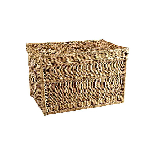 Aubry Gaspard Malle de rangement en osier buff 60 x 40 x 40 cm.