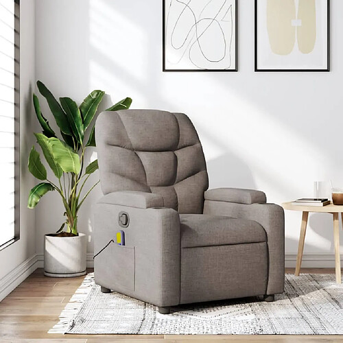 vidaXL Fauteuil de massage inclinable Taupe Tissu