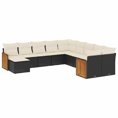 Maison Chic Salon de jardin 11 pcs avec coussins | Ensemble de Table et chaises | Mobilier d'Extérieur noir résine tressée -GKD61434