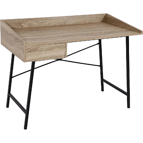 Decoshop26 Bureau table d'ordinateur de bureau avec tiroir de rangement 98x114x60cm aspect chêne BUR04107