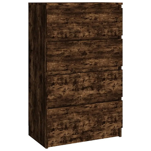 Maison Chic Commode Buffet - Meuble de rangement Chêne fumé 60x35x98,5 cm Bois d'ingénierie -GKD47076